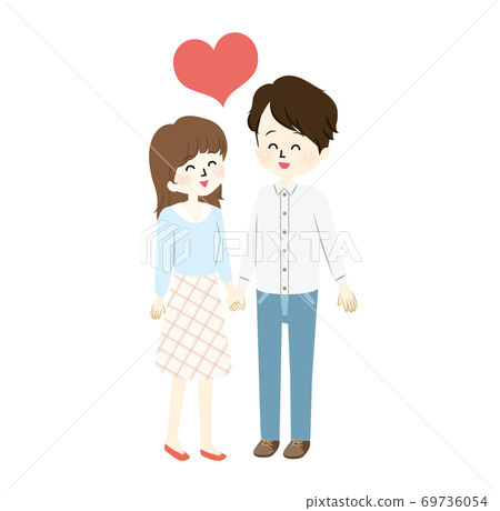 Illustration of a good couple and a heart 69736054