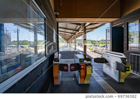 Inabe City, Mie Prefecture, the terminal station of the Sangi Railway Hokusei Line, the ticket gate of Ageki Station Inabe City, Mie Prefecture, the terminal station of the Sangi Railway Hokusei Line, the ticket gate of Ageki Station 69736382