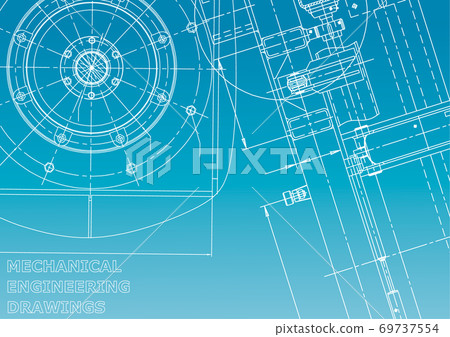 Blueprint, Sketch. Vector engineering illustration. Cover, flyer, banner, background. Instrument-making drawings 69737554