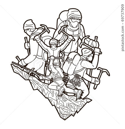 Group of people Hiker climbing mountain hiking cartoon graphic vector Group of people Hiker climbing mountain hiking cartoon graphic vector 69737909