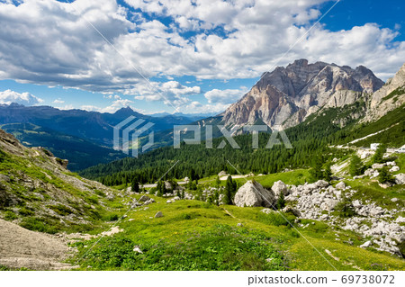 Dolomites Mountains, Passo Valparola, Cortina d'Ampezzo, Belluno in Italy 69738072