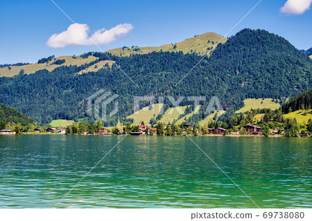 Lake Walchsee near Koessen at the Wilder and Zahmer Kaiser in Tirol, Austria Lake Walchsee near Koessen at the Wilder and Zahmer Kaiser in Tirol, Austria 69738080
