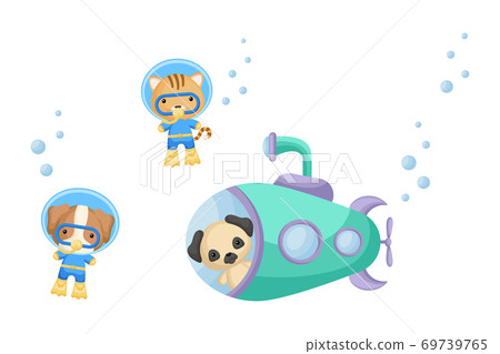 scuba diver cartoon clipart cats