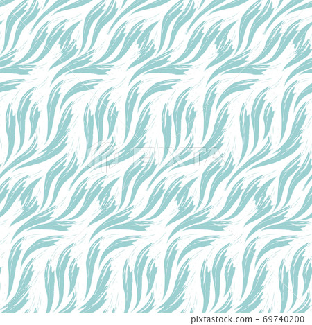 Vector seamless pattern of waves painted by paints of blue isolated on white background. Sea texture or river flow. 69740200