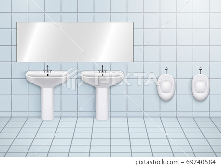 WC restroom with washbasins and urinals WC restroom with washbasins and urinals 69740584