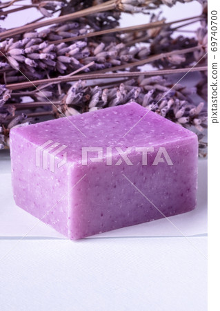 Lavender soap with dried lavender flowers Lavender soap with dried lavender flowers 69740700