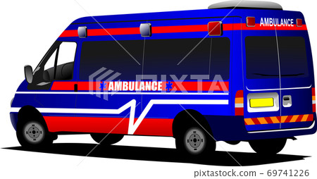 Modern ambulance van over white. Colored illustration 69741226
