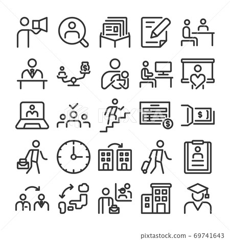 Job hunting employment icon set 69741643