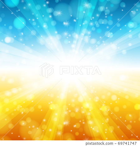 summer sun light burst blue, yellow and orange background. summer sun light burst blue, yellow and orange background. 69741747
