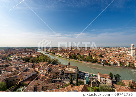 Verona Cityscape seen from the Hill at summer - Veneto Italy Verona Cityscape seen from the Hill at summer - Veneto Italy 69741786