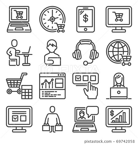 Ecommerce Online Shopping Icons Set on White... - Stock Illustration  [69742058] - PIXTA