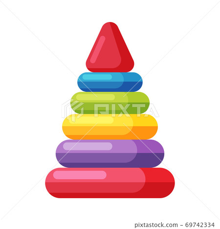 Colorful Pyramid Toy, Cute Plastic Plaything for Toddler Kids Flat Vector Illustration 69742334