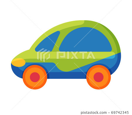 Toy Car, Cute Colorful Plastic Plaything for Toddler Kids Flat Vector Illustration 69742345
