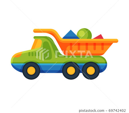 Truck Baby Toy, Cute Colorful Plastic Plaything for Toddler Kids Flat Vector Illustration 69742402