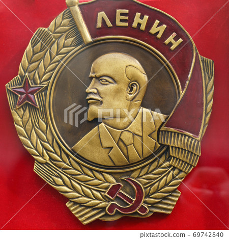 Order of Lenin named after leader of the Russian October Revolution, was established by Central Executive Committee. The highest civilian decoration bestowed by USSR 69742840