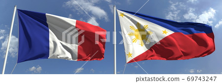 National flags of France and Philippines, 3d rendering National flags of France and Philippines, 3d rendering 69743247