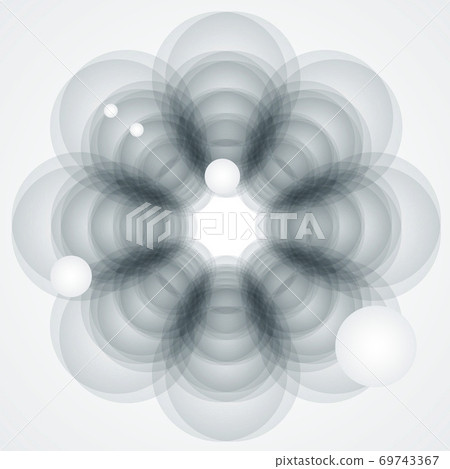 Abstract flower gray color made from circles white background 69743367