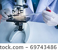 Scientist Is working seriously Chemistry experiment With a microscope In the laboratory, the color tone image. 69743486