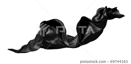 Black cloth flying in the wind isolated on white background 3d render 69744163