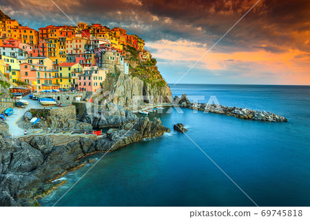 Beautiful famous Manarola village, Cinque Terre, Liguria, Italy, Europe Beautiful famous Manarola village, Cinque Terre, Liguria, Italy, Europe 69745818