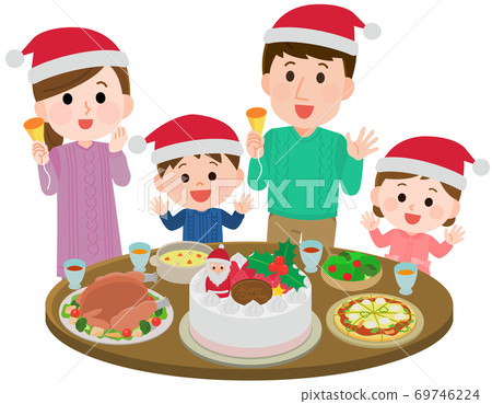 Illustration of a family having a Christmas party Illustration of a family having a Christmas party 69746224