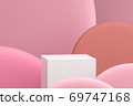 Minimal scene with podium and abstract pink background, Geometric shapes. 3D rendering. 69747168