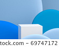 Minimal scene with podium and abstract blue background, Geometric shapes. 3D rendering. 69747172