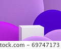 Minimal stage with podium and abstract purple background, Geometric shapes. 3D rendering. 69747173