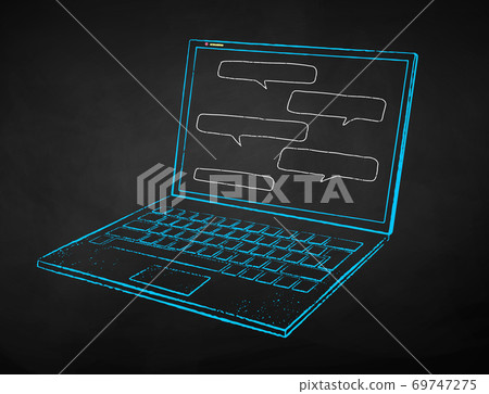Vector color chalk drawn illustration of computer - Stock Illustration ...
