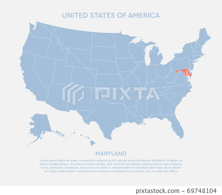 Maryland On Map Of America United States Of America State Maryland Usa Map - Stock Illustration  [69748104] - Pixta