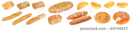 Big set of fresh baked goods isolated on white 69748837