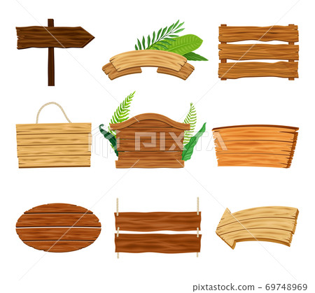 Wooden Signs and Billboards as Rustic Destination Pointing and Advertisement Vector Set Wooden Signs and Billboards as Rustic Destination Pointing and Advertisement Vector Set 69748969