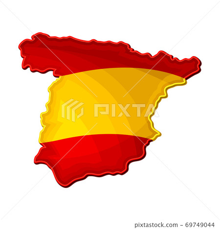 Spain Map or Borders Colored as National Flag Vector Illustration 69749044