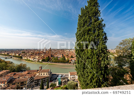 Verona Cityscape seen from the Hill at summer - Veneto Italy 69749251