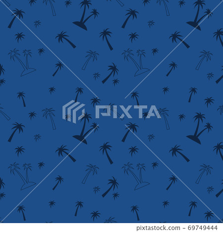 Seamless pattern with palm trees on blue Seamless pattern with palm trees on blue 69749444