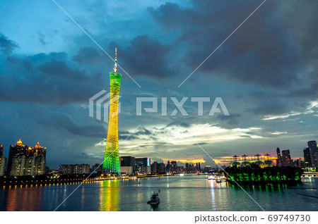 Night view of Canton Tower, Guangzhou, China 69749730