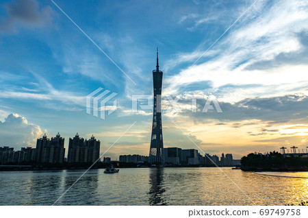 Evening view of Canton Tower, Guangzhou, China 69749758