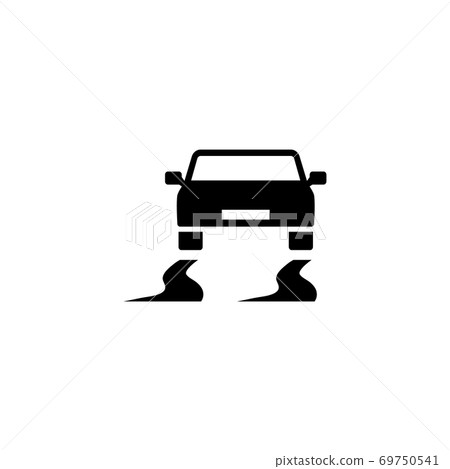 Slippery Road Flat Vector Icon - Stock Illustration [69750541] - PIXTA