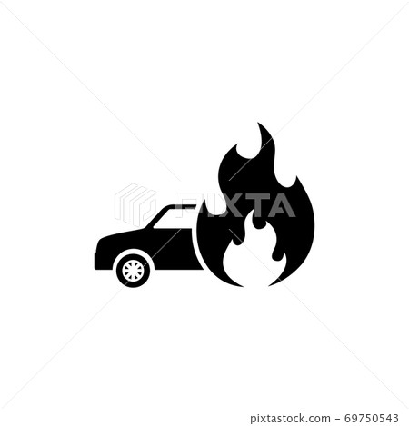 Burning Fire Car Flat Vector Icon Burning Fire Car Flat Vector Icon 69750543