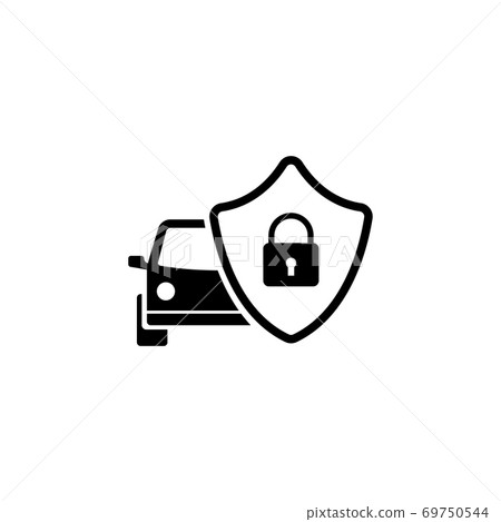 Safe Car Shield Flat Vector Icon 69750544