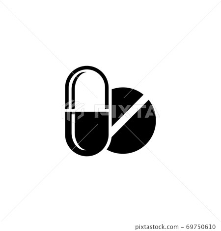 Pills Flat Vector Icon Pills Flat Vector Icon 69750610