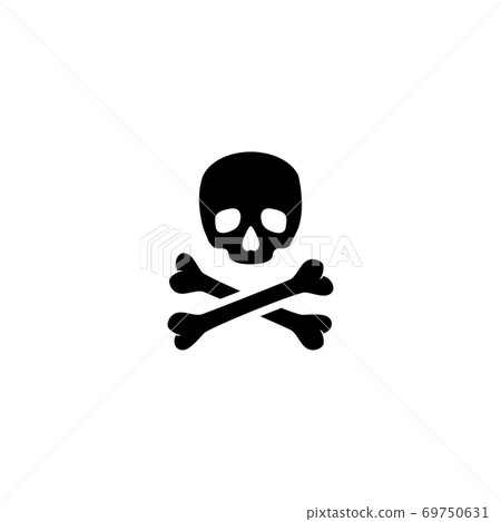 Crossbones. Death Skull Flat Vector Icon 69750631