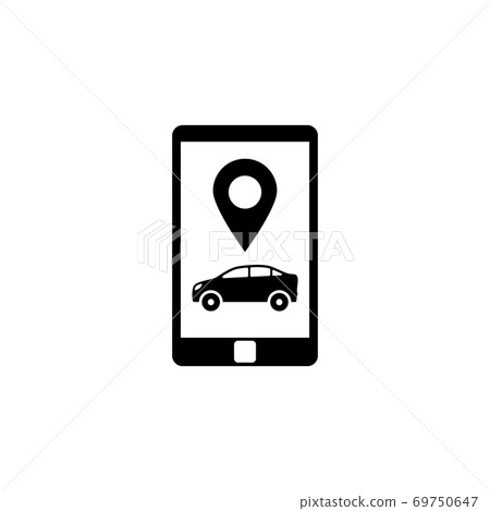 Smartphone with Taxi Service Flat Vector Icon 69750647