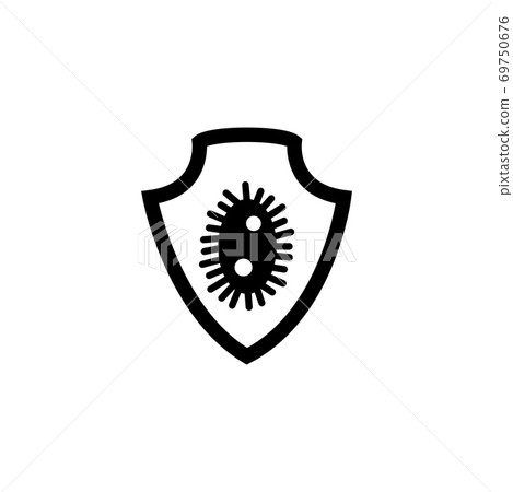 Antibacterial. Anti Virus Shield Protection Flat Vector Icon 69750676
