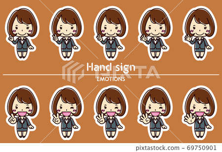 Women's hand sign illustration set Women's hand sign illustration set 69750901