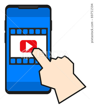 Illustration of playing a video on a smartphone Illustration of playing a video on a smartphone 69751594