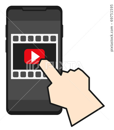 Illustration of playing a video on a smartphone Illustration of playing a video on a smartphone 69751595