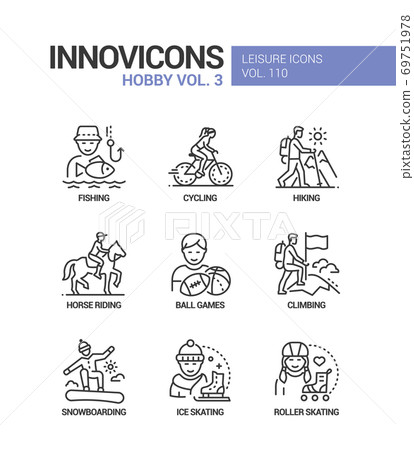 Hobby and activities - line design style icons set - Stock Illustration ...