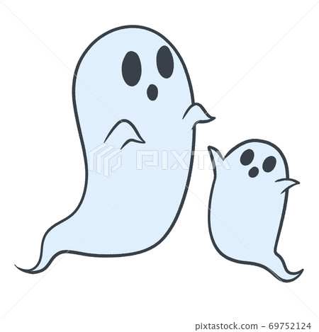 For 2 ghosts, cute illustration events, etc. (Halloween, party, shopping, restaurant) 69752124