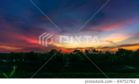 beautiful sunset on the field beautiful sunset on the field 69752762